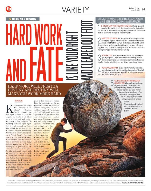 Newspaper page: Hard work and fate